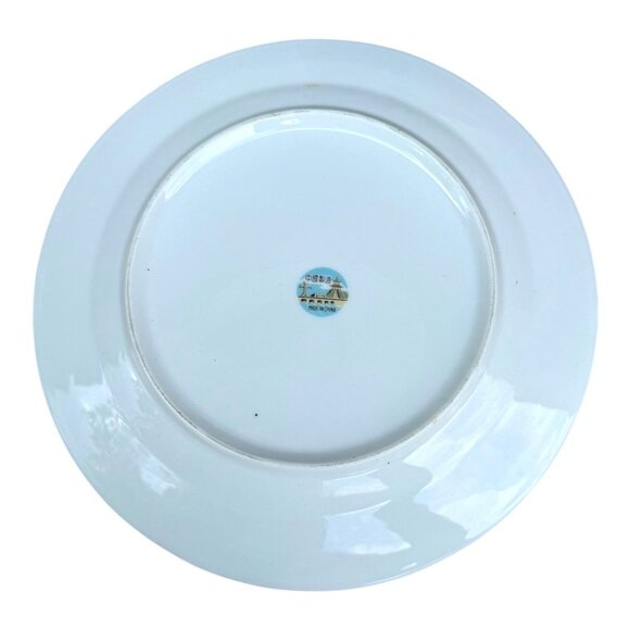 Vintage Chinese Floral Porcelain Dinner Plate With Pink Roses & Gold Accents - Picture 2 of 7